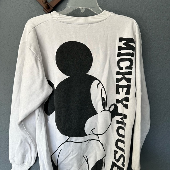 Vintage Mickey Mouse 80s Double Printed Sweatshirt White Oversized Size Small - Picture 7 of 11